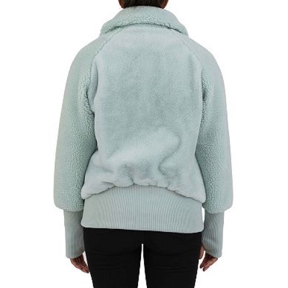 CYN & LUCA Raglan Sleeve Faux Sherpa Bomber Jacket in Mint NWT - Picture 12 of 12
